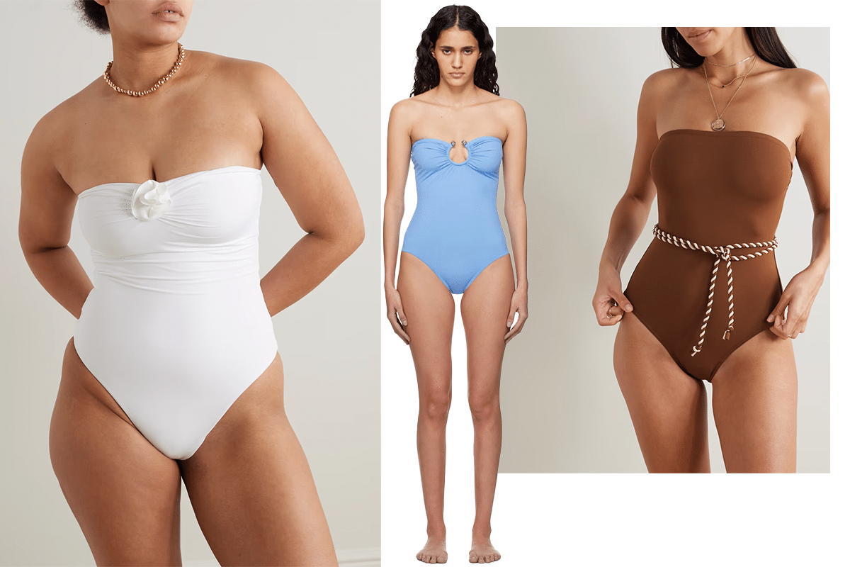 Strapless one piece swimwear