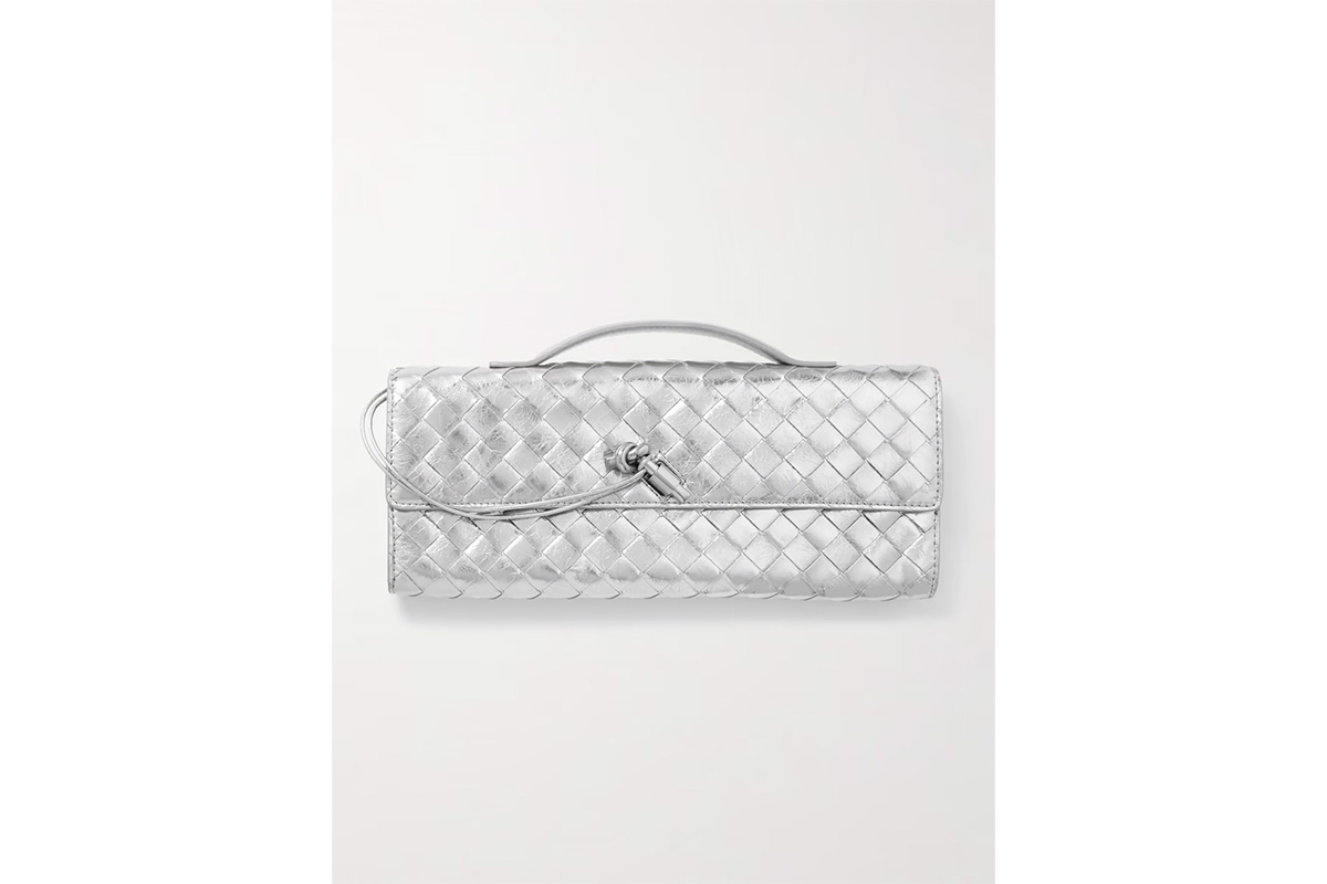 bottega silver clutch