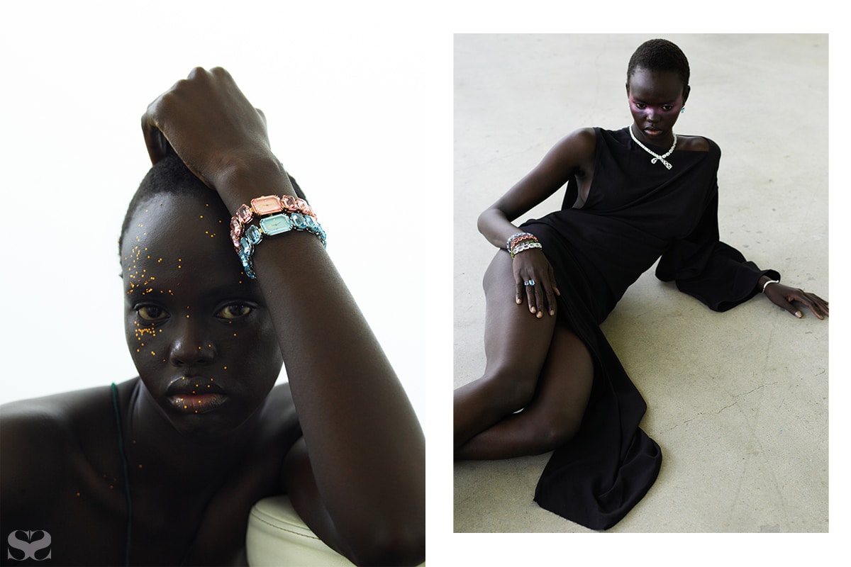 Ajak Dhieu is the perfect muse in Swarovski's Millenia and Matrix collections for our September issue