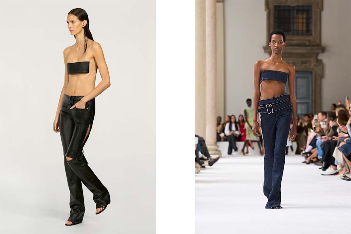 Bandeau styles at Courrèges and Sportmax.