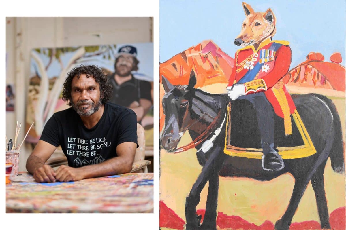 Painter Vincent Namatjira opens new solo exhibition 'King Dingo' at Ames Yavuz Gallery in Sydney